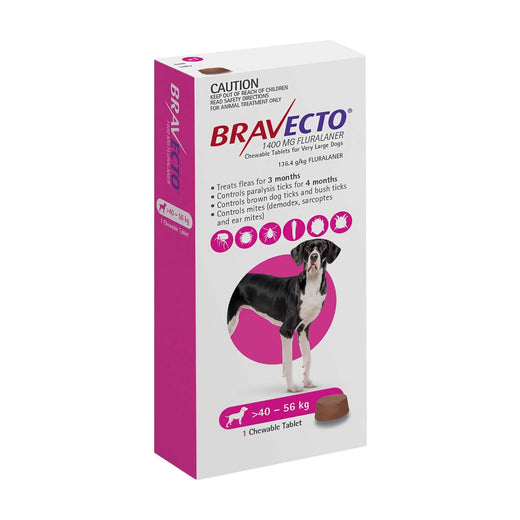 Bravecto Chew for Dogs 40–56 kg (1400 mg) – 1 Tablet pack front