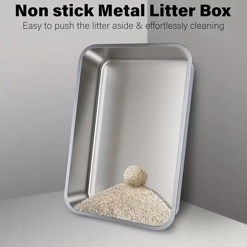 1-Piece Stainless Steel Litter Box Base Pan — 60×40×20 cm