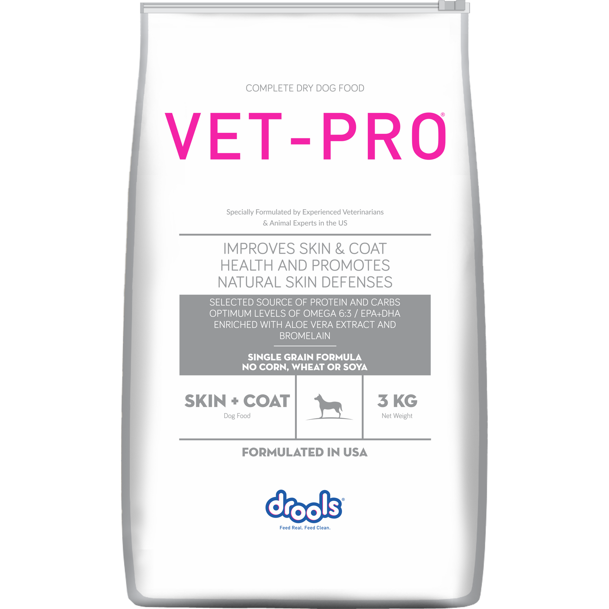 VET-PRO Skin & Coat Dry Dog Food 3kg – front of pack