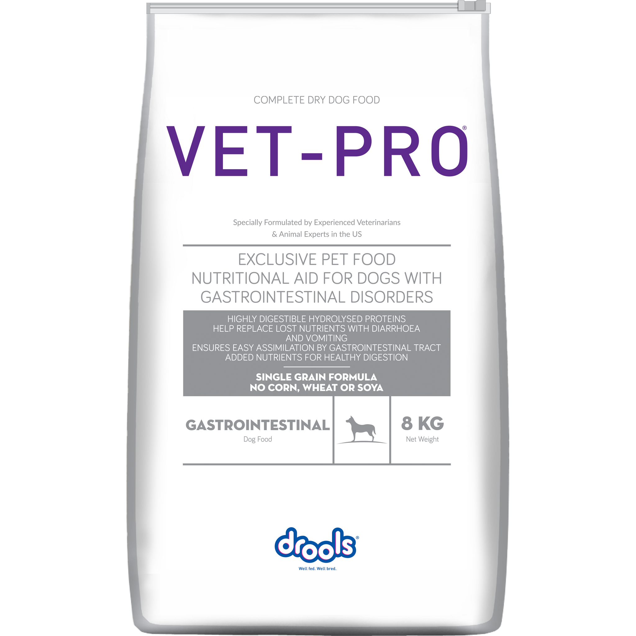 VET-PRO Gastrointestinal Dry Dog Food 8kg – front of pack