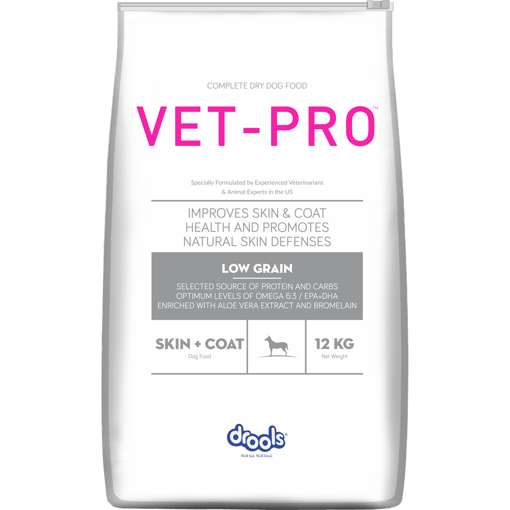VET-PRO Skin & Coat Dry Dog Food 12kg – front of pack