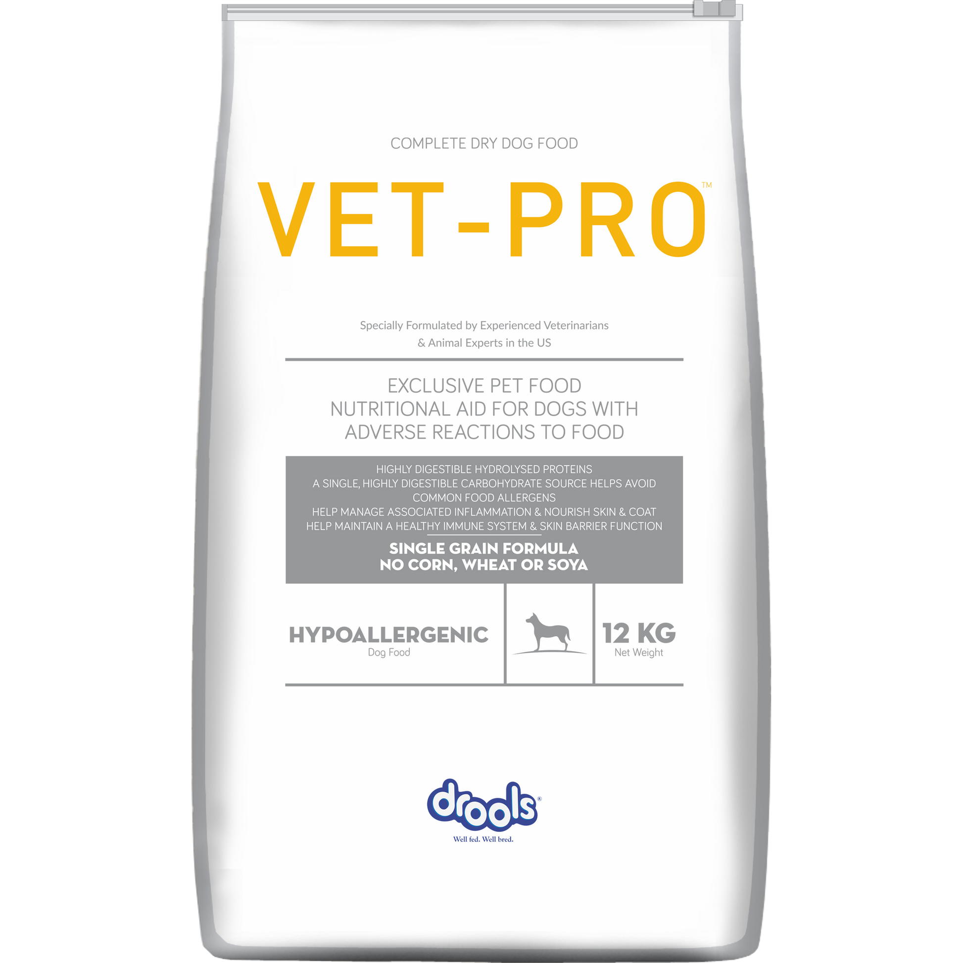 VET-PRO Hypoallergenic Dry Dog Food 12kg – front of pack