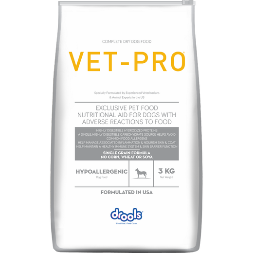 VET-PRO Hypoallergenic Dry Dog Food 3kg – front of pack