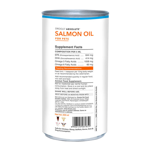 Drools Absolute Salmon Oil Syrup - 300 ml - back pack