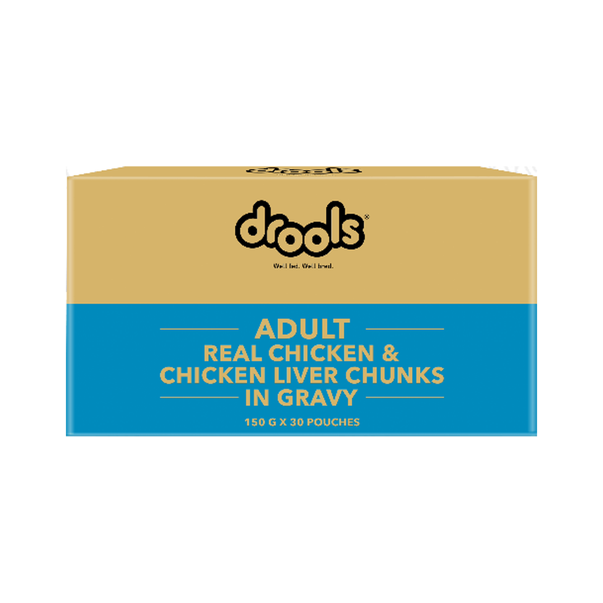 Drools Adult Real Chicken & Chicken Liver Chunks in Gravy – 150 g x 30 pouches box