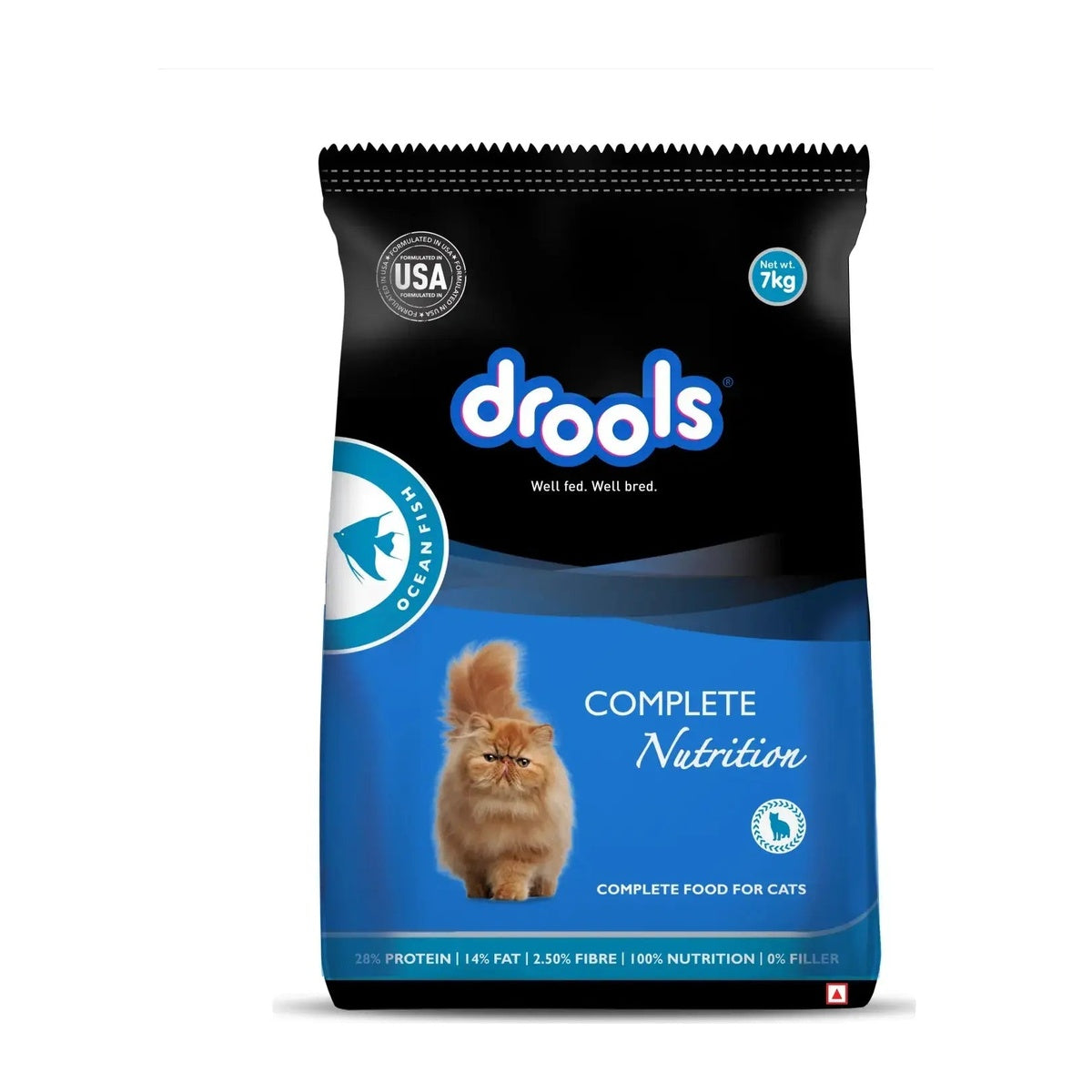 Drools Ocean Fish Adult Cat Food - 7kg - clean front pack