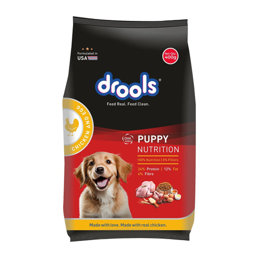 Drools Puppy Chicken and Egg Dog Food 400g - front pack