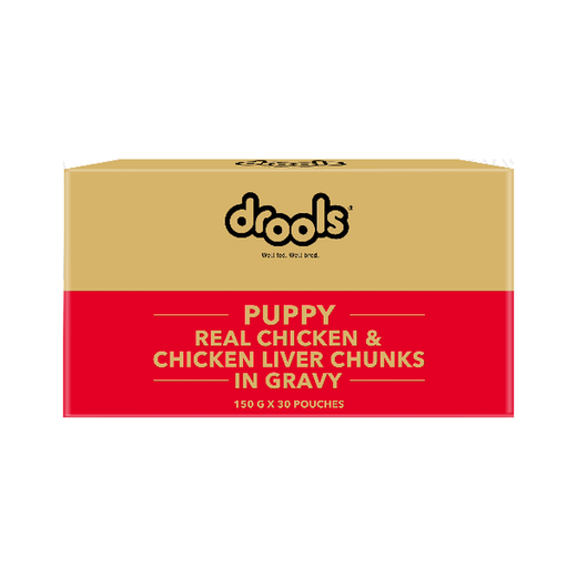Drools Puppy Real Chicken & Chicken Liver Chunks in Gravy – 150 g x 30 pouches box