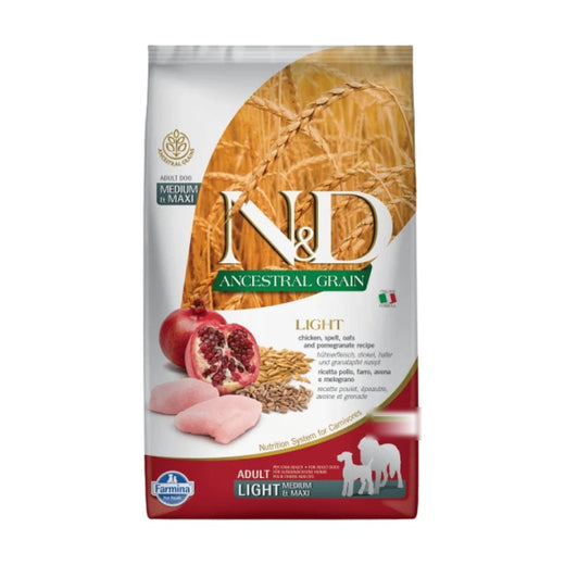 Farmina N&D Ancestral Grain Chicken & Pomegranate Light Med/Maxi - 12kg pack front