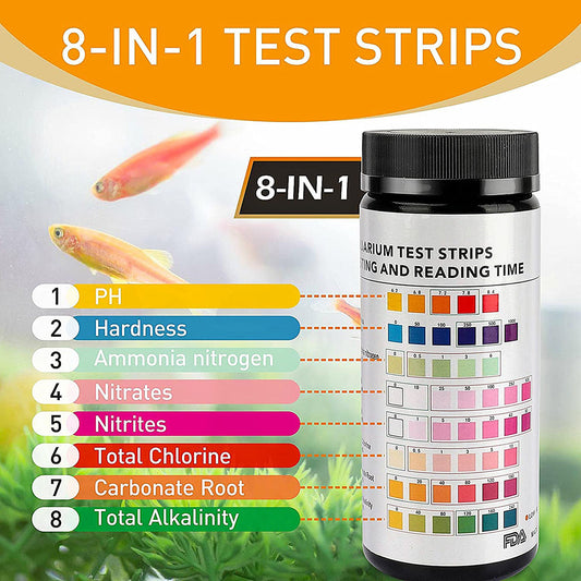 Hygger 8‑in‑1 Aquarium Water Test Strips (50 pcs) pack front