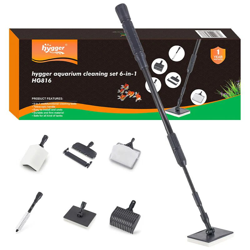 Hygger Carbon Fiber 6‑in‑1 Cleaning Tool Set