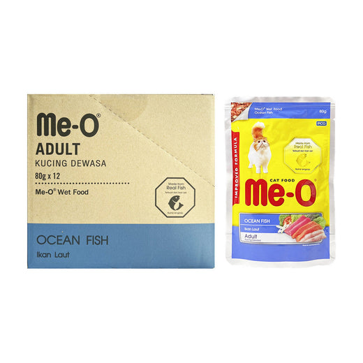 Me-O Ocean Fish in Jelly Pouch for Cats - 80 g × 12 Pouches pack front