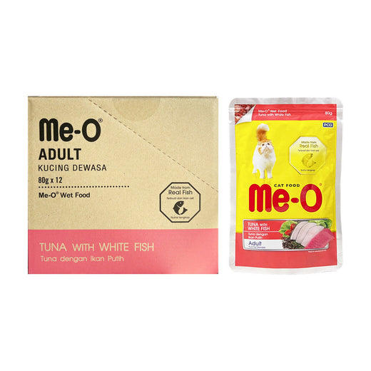 Me-O Tuna and White Fish Topping Pouch for Cats - 80 g × 12 Pouches pack front