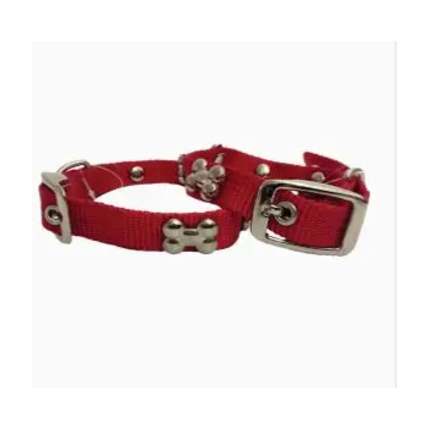 Nylon Collar For Dogs with Buckle and Studded Metal Bones - 15mm x 40cm pack front