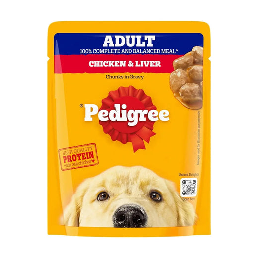 PEDIGREE® Adult Chicken and Liver Chunks in Gravy – 70 g Pouch pack front