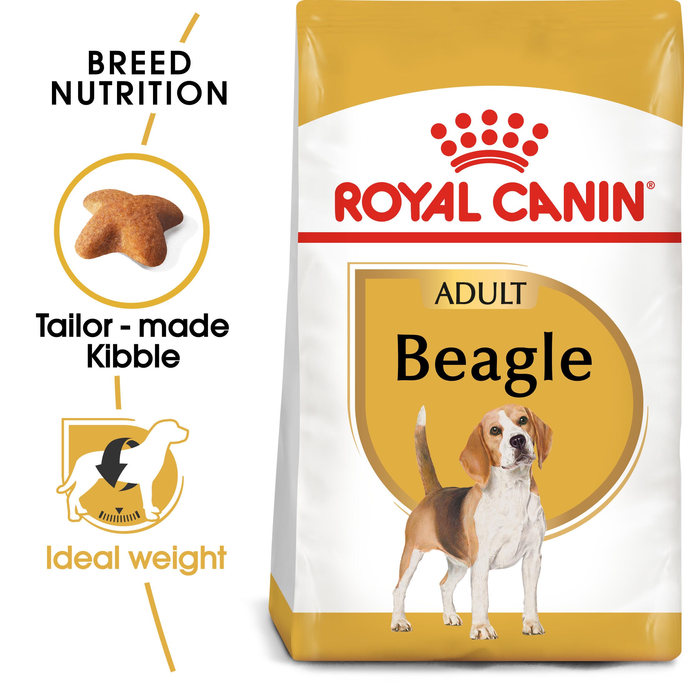 Royal Canin Beagle Adult pack with tailor-made kibble and ideal-weight benefit