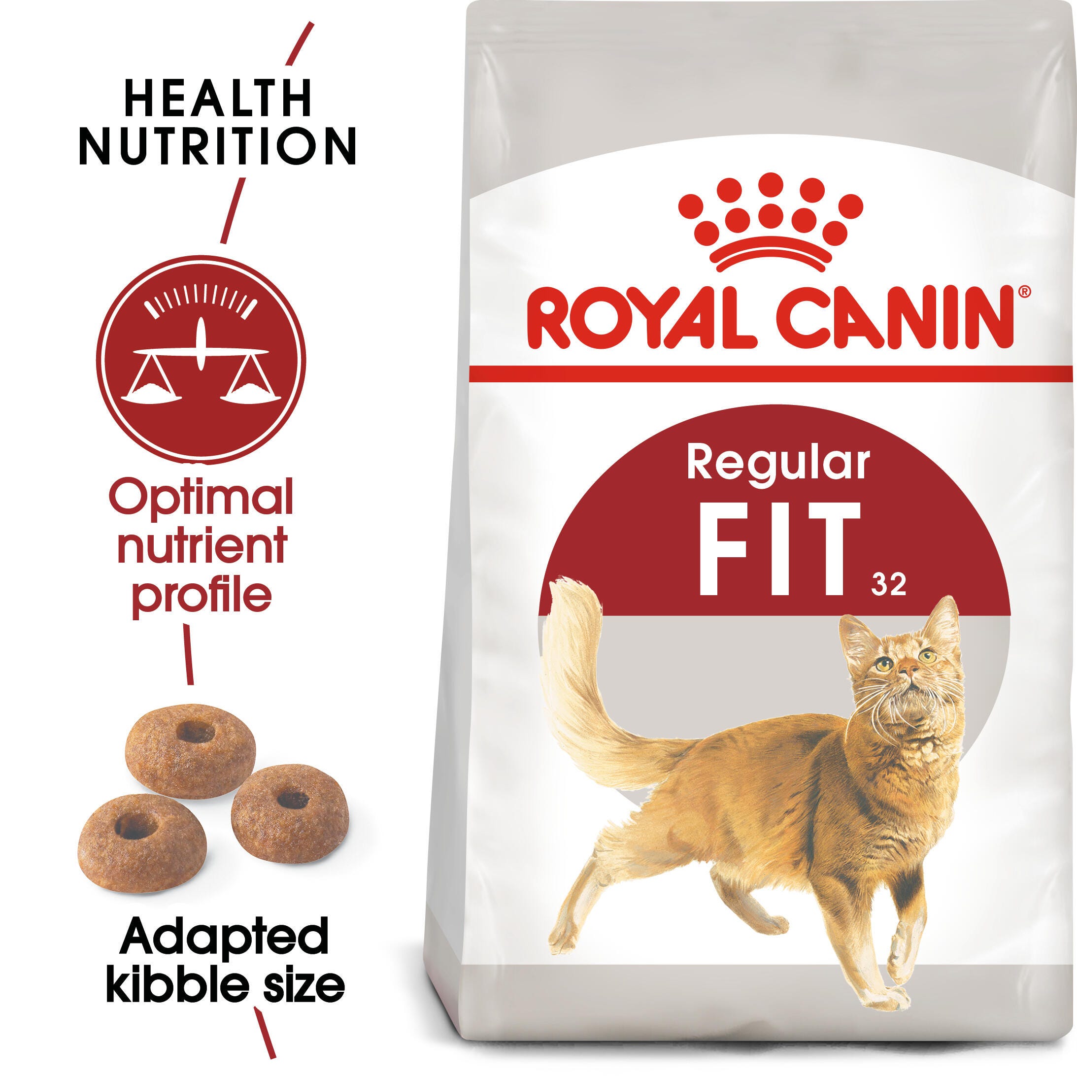 Royal Canin Fit 32 Adult Cat pack with adapted kibble and optimal nutrient profile