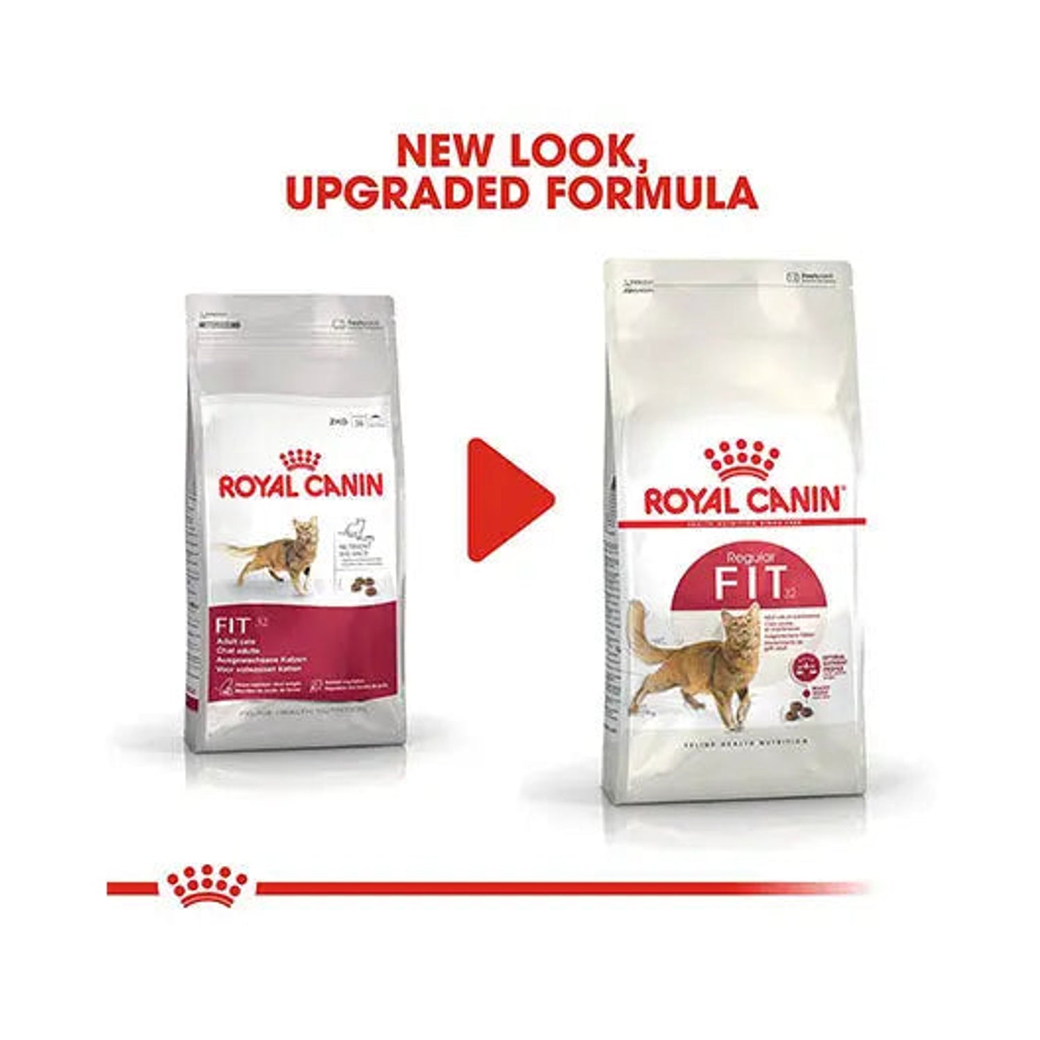 Royal Canin Fit 32 old and upgraded packaging comparison
