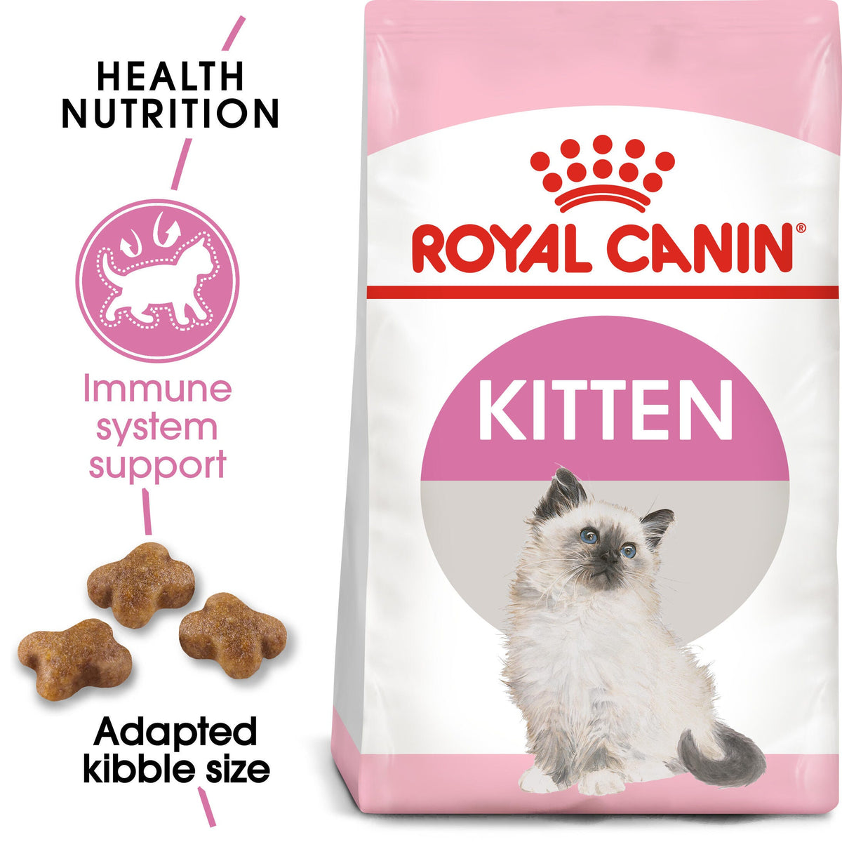 Royal Canin Kitten pack with adapted kibble and immune-system support benefit