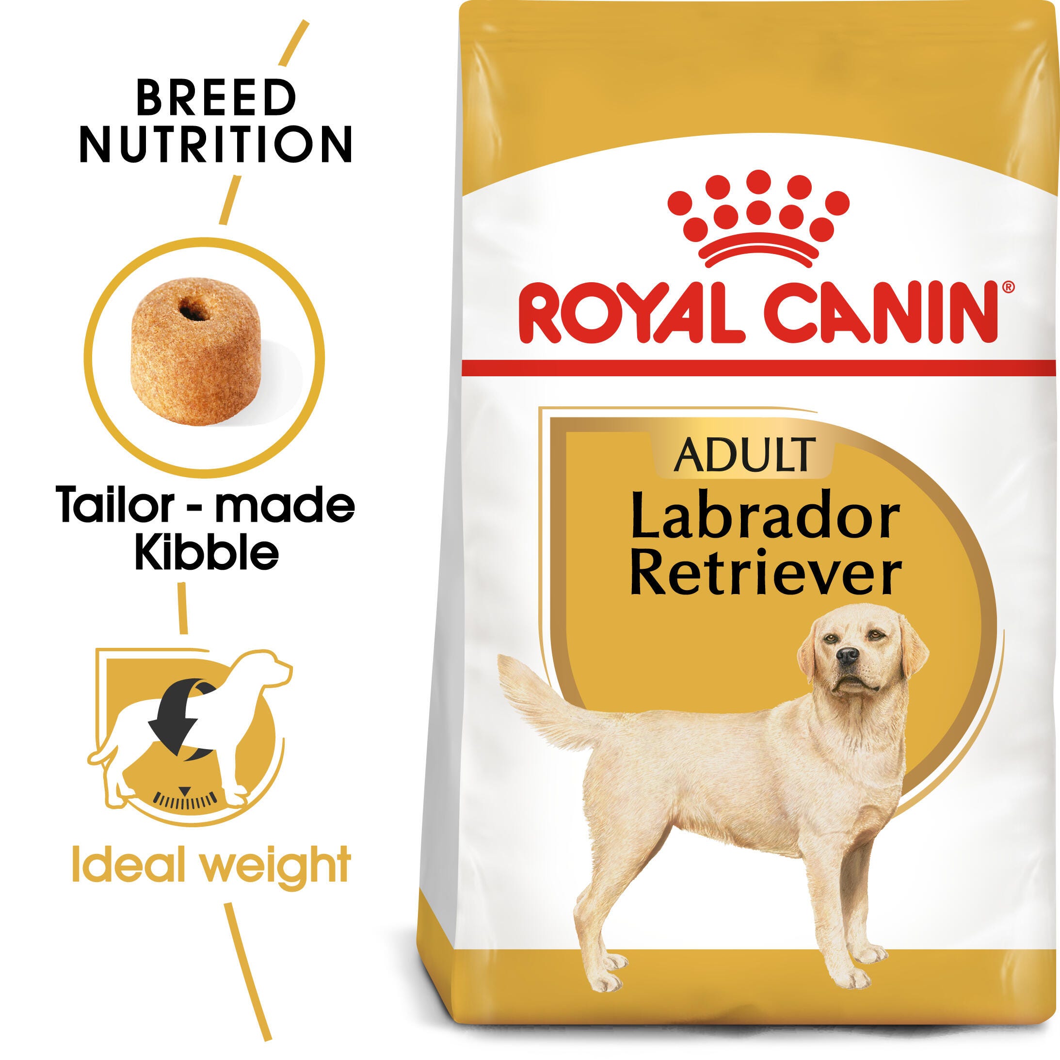 Royal Canin Labrador Retriever Adult pack with tailor-made kibble and ideal-weight benefit