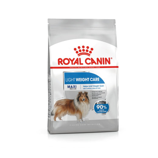 Royal Canin Maxi Light Weight Care dry dog food 3kg pack front on white background