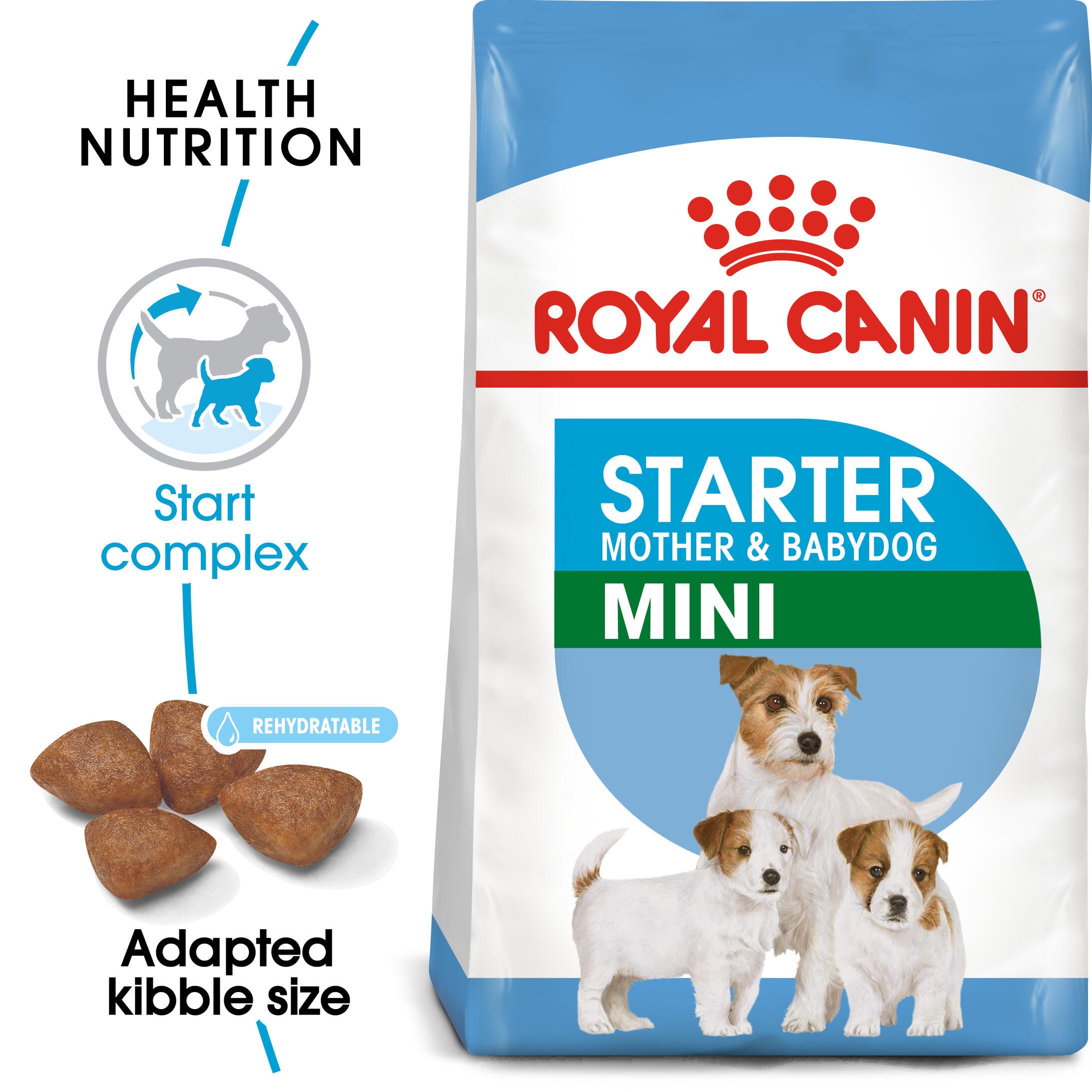 Royal Canin Mini Starter Mother and Babydog pack with rehydratable kibble and Start Complex benefit