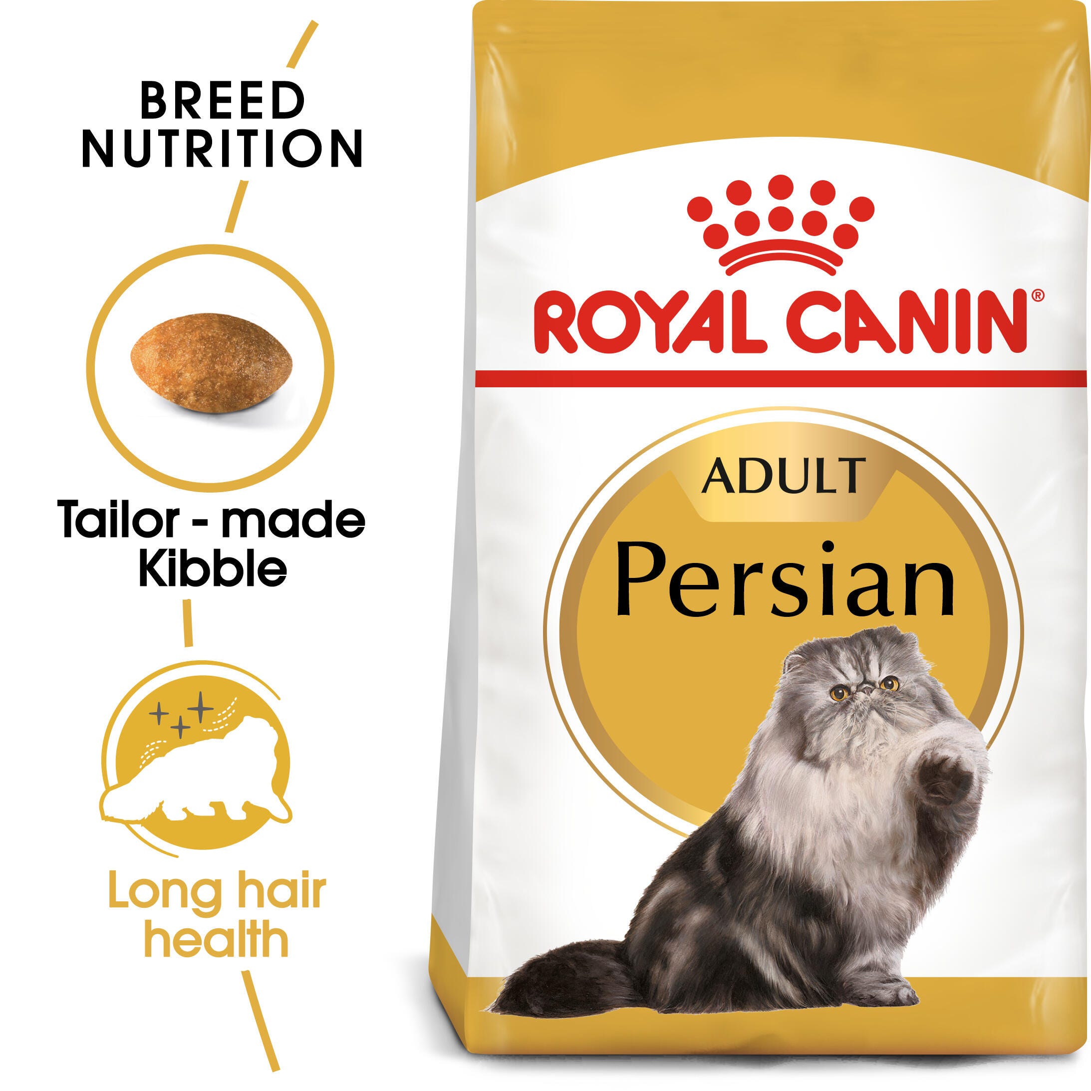 Royal Canin Persian Adult pack with tailor-made kibble and long-hair health benefit