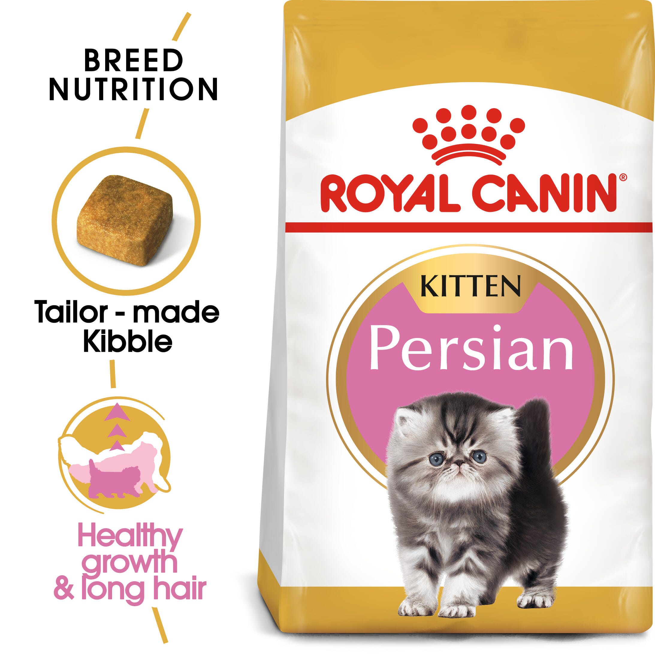 Royal Canin Persian Kitten pack with tailor-made kibble and healthy growth and long-hair benefit