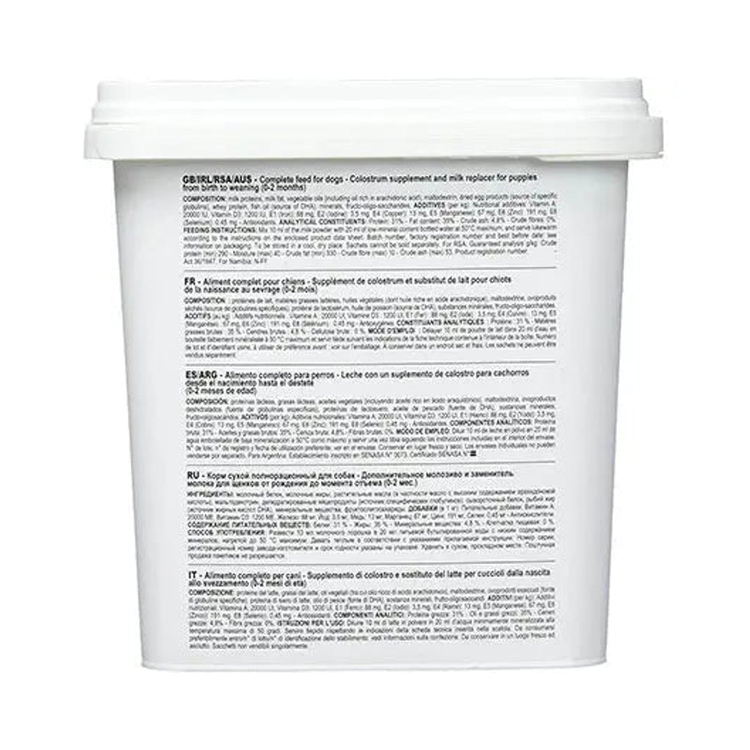 Royal Canin Puppy Pro Tech 300g tub back label with product information