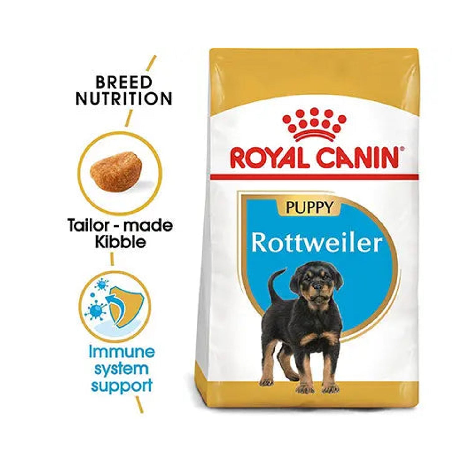 Royal Canin Rottweiler Puppy bag with tailor-made kibble and immune support