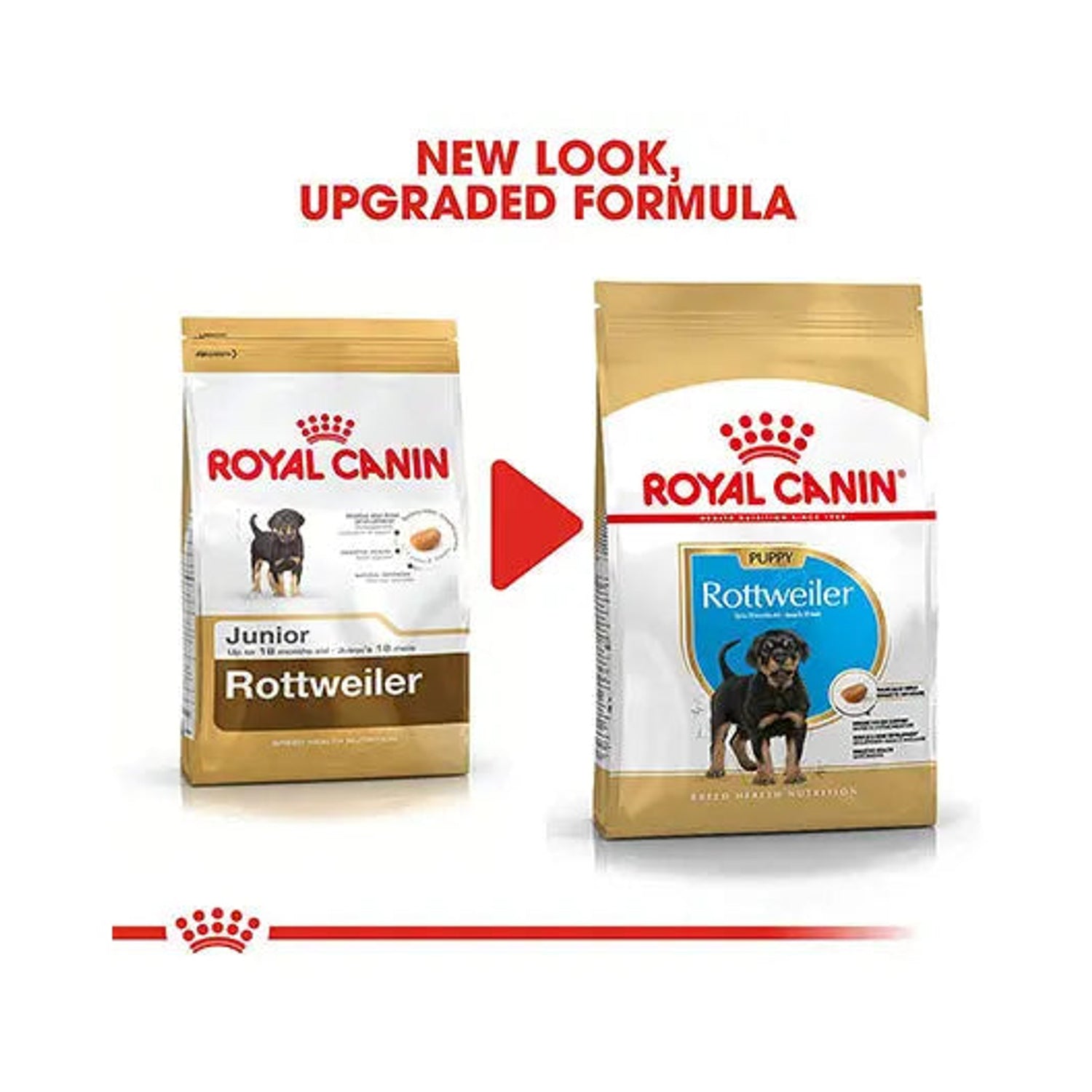 Royal Canin Rottweiler Puppy old and upgraded packaging comparison