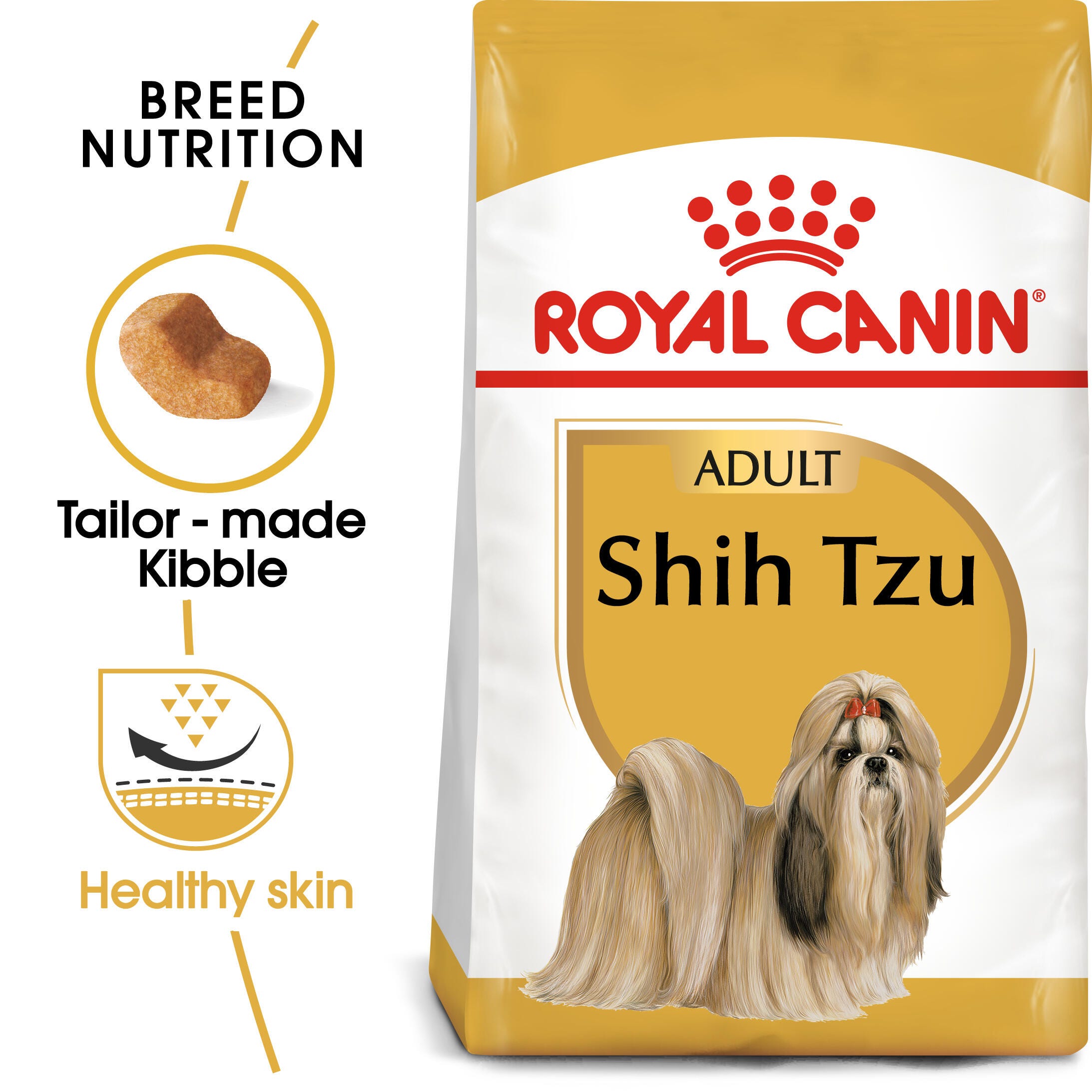 Royal Canin Shih Tzu Adult pack with tailor-made kibble and healthy-skin benefit