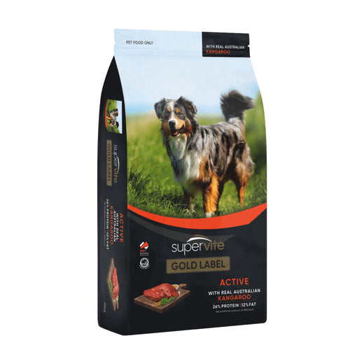 Supervite Gold Label Active Kangaroo Dry Dog Food - 3kg pack front