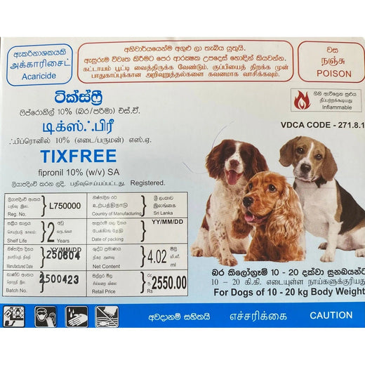 TixFree Spot On - Dogs 10-20kg (3 Doses) pack front