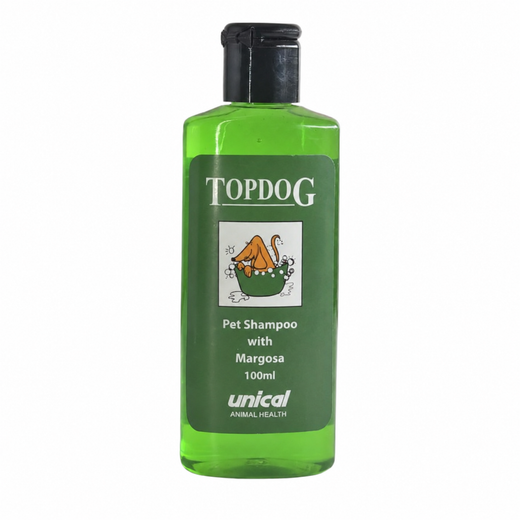 Top Dog pet shampoo with Margosa 100ml bottle front