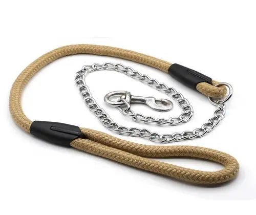 Medium Dog Leash - Nylon Rope & Metal Chain