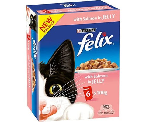 Felix Wet Cat Food - with Salmon in Jelly 85g  Satchels