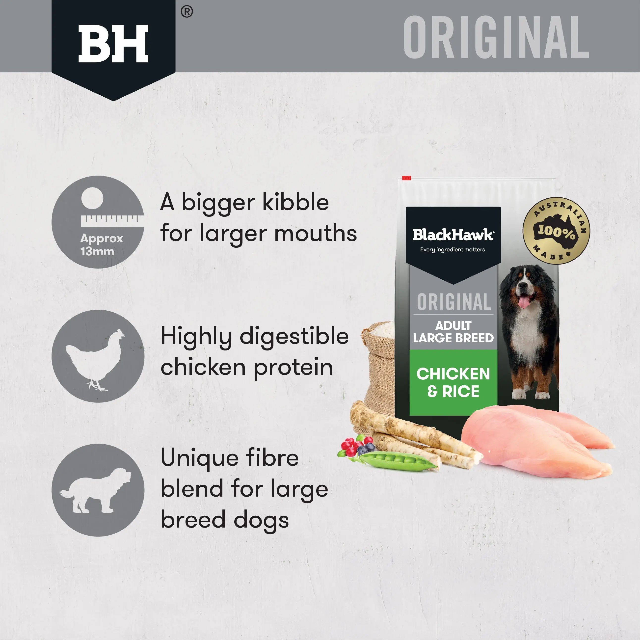 BlackHawk Adult – Large Breed Chicken & Rice 20kg
