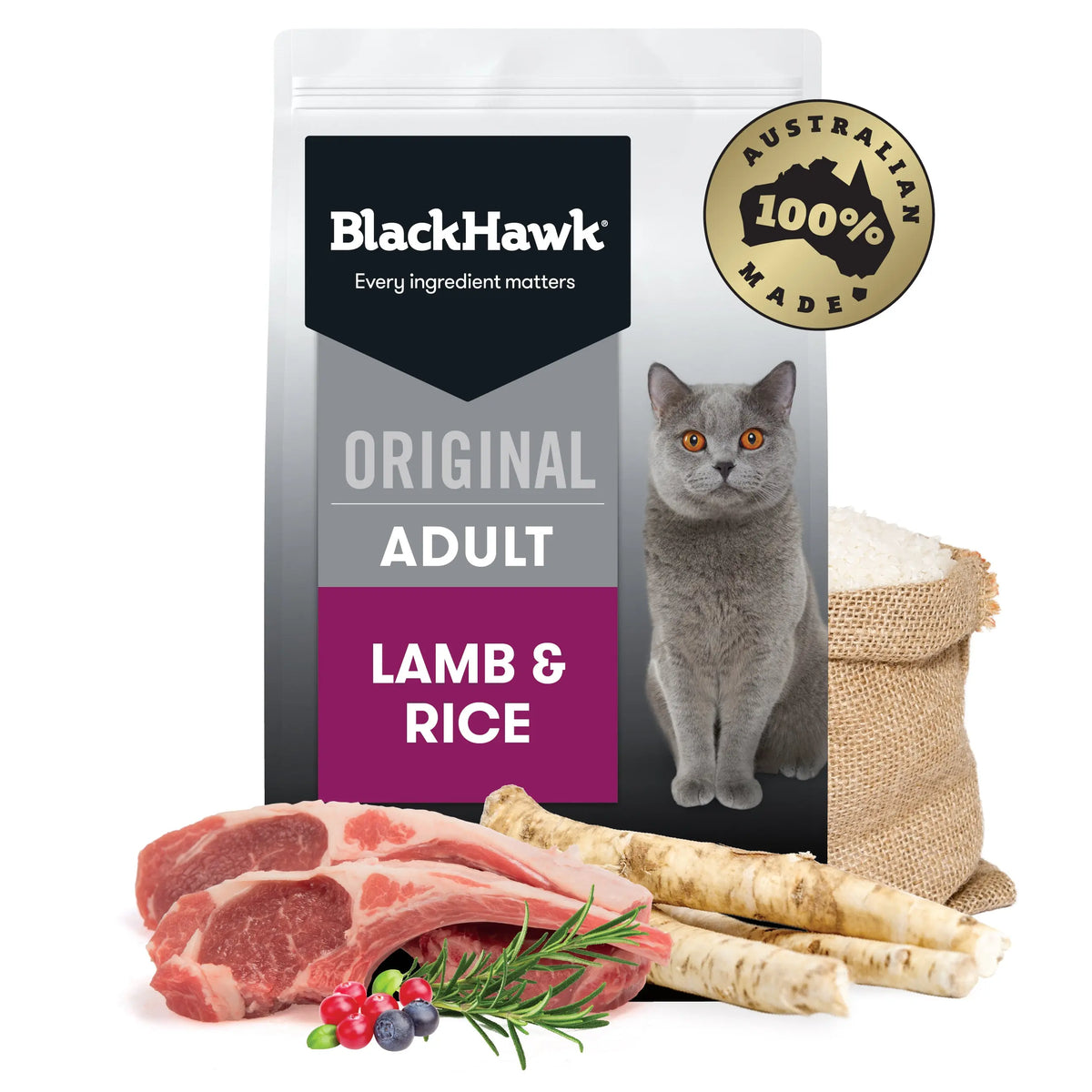 BlackHawk Adult Cat – Lamb & Rice 3kg