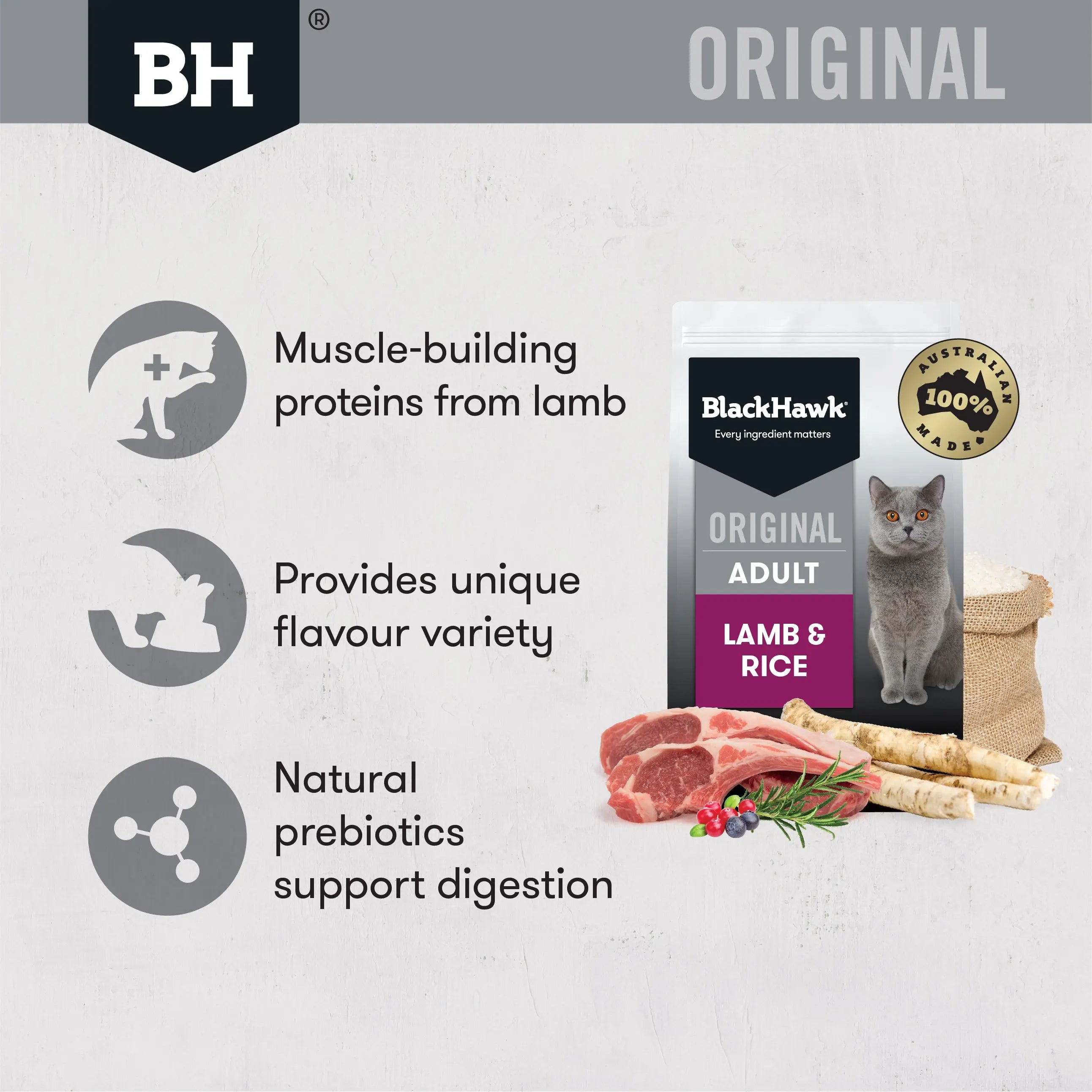 BlackHawk Adult Cat – Lamb & Rice 3kg