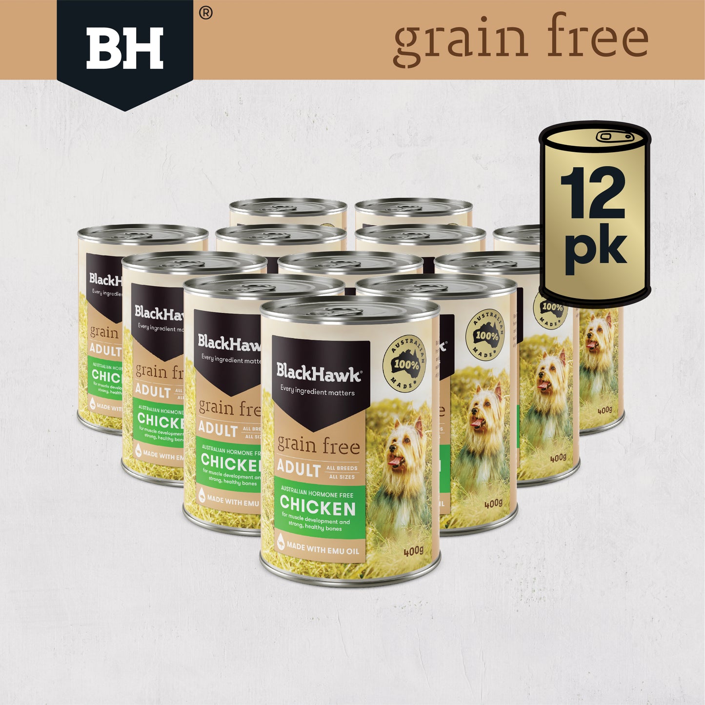 BlackHawk Grain Free Chicken Wet Food For Dogs - Bundle Pack (12 x 400g) product photo