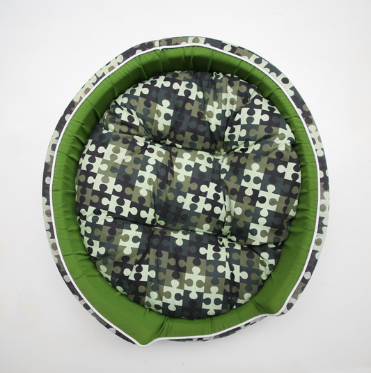 Embark Oval Puzzle Print Dog Bed - 110cm
