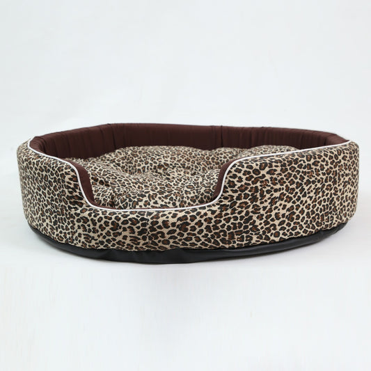 Embark Leopard Print Round Dog Bed - 110cm