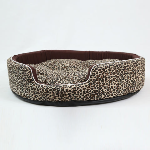 Embark Leopard Print Round Dog Bed - 110cm