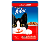 Felix Wet Cat Food - with Beef in Jelly 85g Satchels