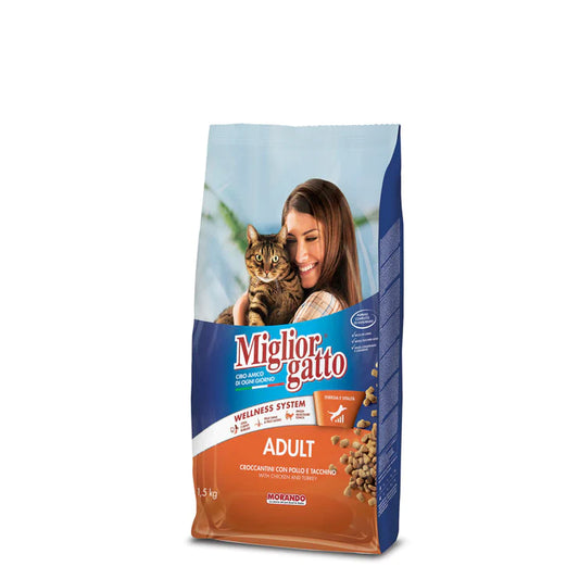 Migliorgatto Adult Cat Kibble With Chicken, Turkey & Vegetables 1.5kg