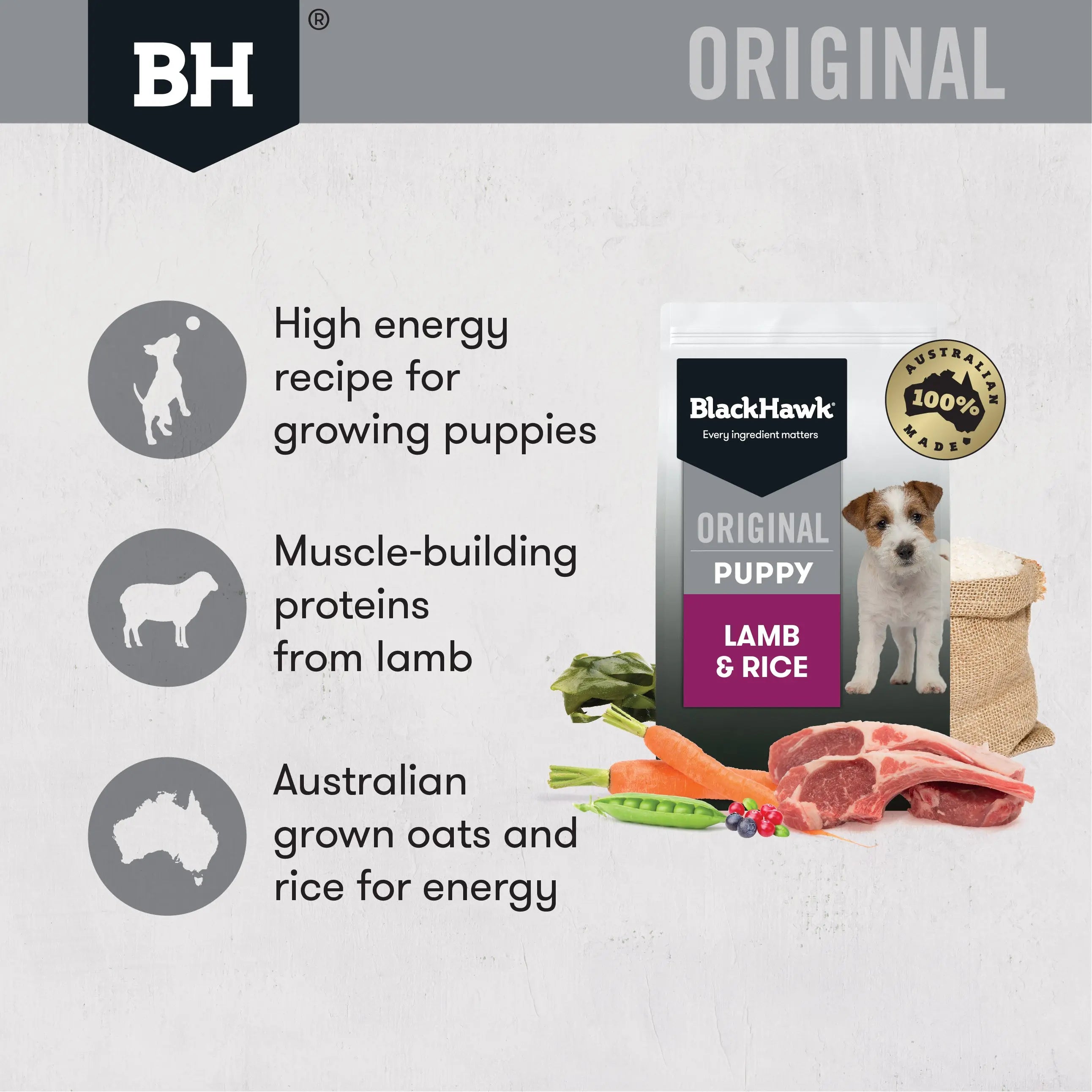 BlackHawk Puppy – Lamb & Rice 20kg