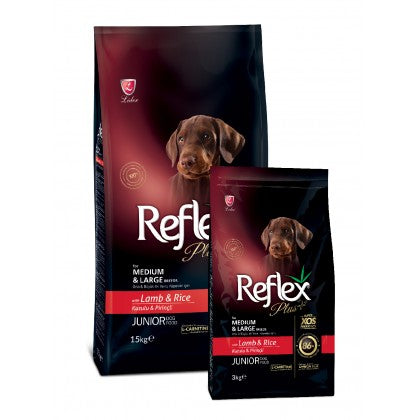 Reflex Plus Medium and  Large Breed Junior Dog Food Lamb and Rice 3Kg