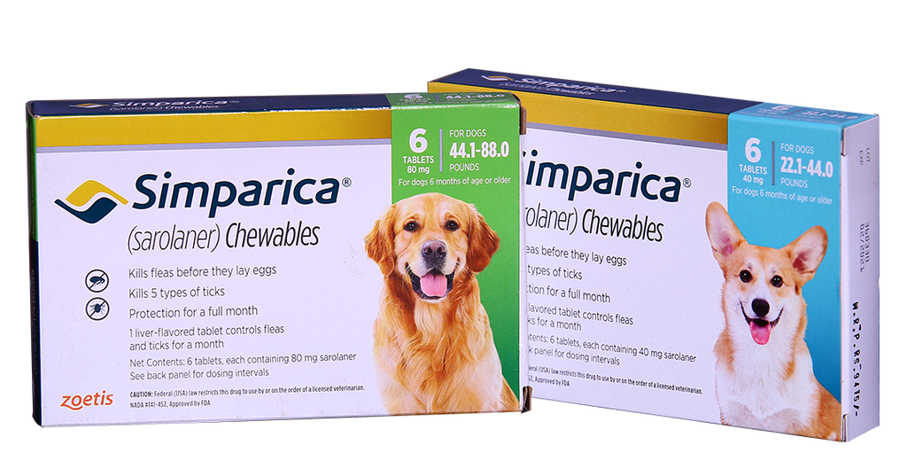 Simparica Tablets For Ticks Fleas and Mites 1 x 6tb 80mg each