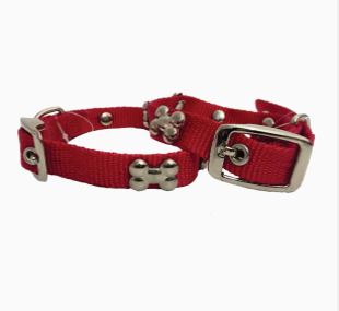 Nylon Collar For Dogs with Buckle and Studded Metal Bones - 15mm x 40cm